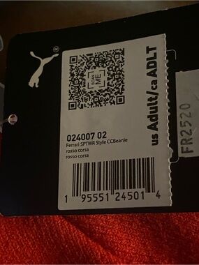 Puma Rosso Corsa Red Knit Beanie with Ferrari Tag